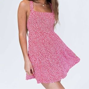 Princess Polly Women’s Red W/Daisies Keesha Cross Back Mini Dress